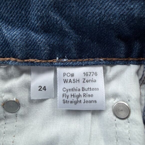 NWT Reformation Cynthia Button Fly High Rise Straight Jeans in Zenia Medium Blue - Picture 9 of 13